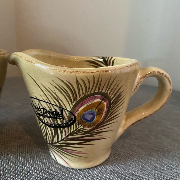 Tabletop Gallery, Peacock. Handcrafted and hand painted Sugar & Creamer - Picture 2 of 8